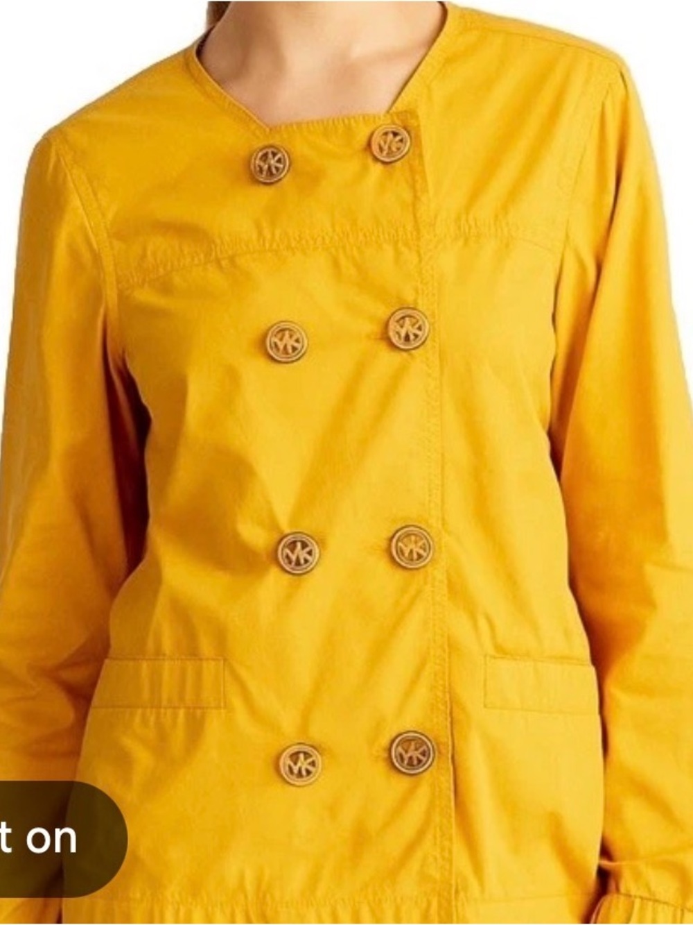 Michael Kors Yellow Double-Breasted Pea Coat